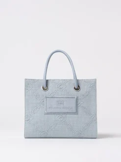 Borsa Elisabetta Franchi in rafia con logo jacquard