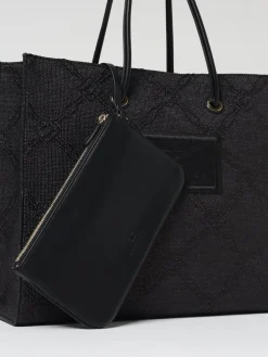 Borsa Elisabetta Franchi in rafia con logo jacquard