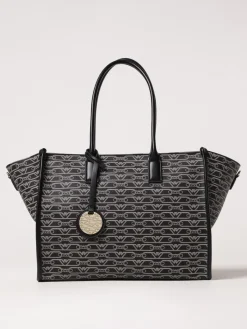 Borsa Emporio Armani in cotone spalmato con logo all over