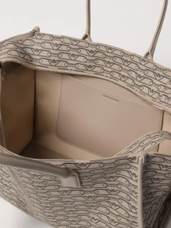 Borsa Emporio Armani in cotone spalmato con logo all over