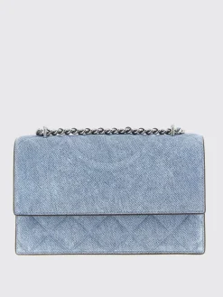 Borsa Fleming Tory Burch in denim matelassè