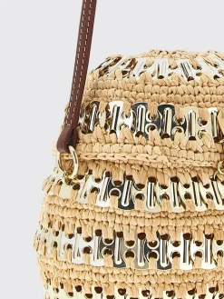 Borsa Iconic 1969 Rabanne in maglia di metallo e rafia