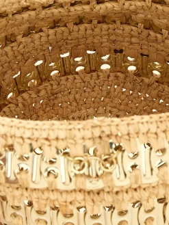 Borsa Iconic 1969 Rabanne in maglia di metallo e rafia