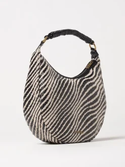 Borsa Just Cavalli in rafia intrecciata con motivo zebrato