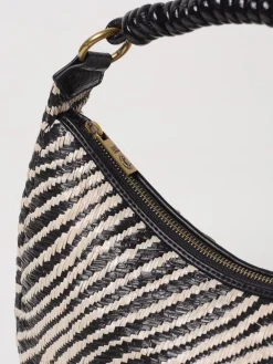 Borsa Just Cavalli in rafia intrecciata con motivo zebrato