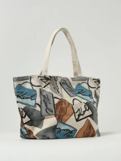 Borsa Karl Lagerfeld in canvas di cotone con stampa all over