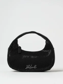 Borsa Karl Lagerfeld in tessuto con strass all over