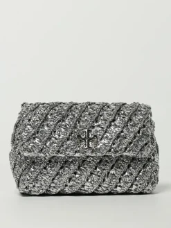 Borsa Kira Tory Burch in nylon lamè con lavorazione a maglia intrecciata