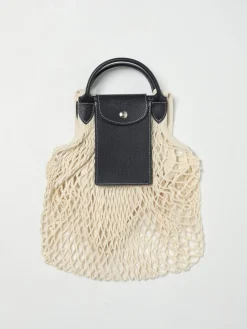 Borsa Le Pliage Filet L Longchamp in mesh a rete e pelle a grana