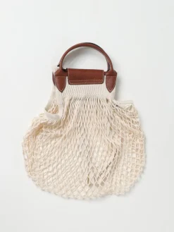 Borsa Le Pliage Filet L Longchamp in mesh a rete e pelle a grana