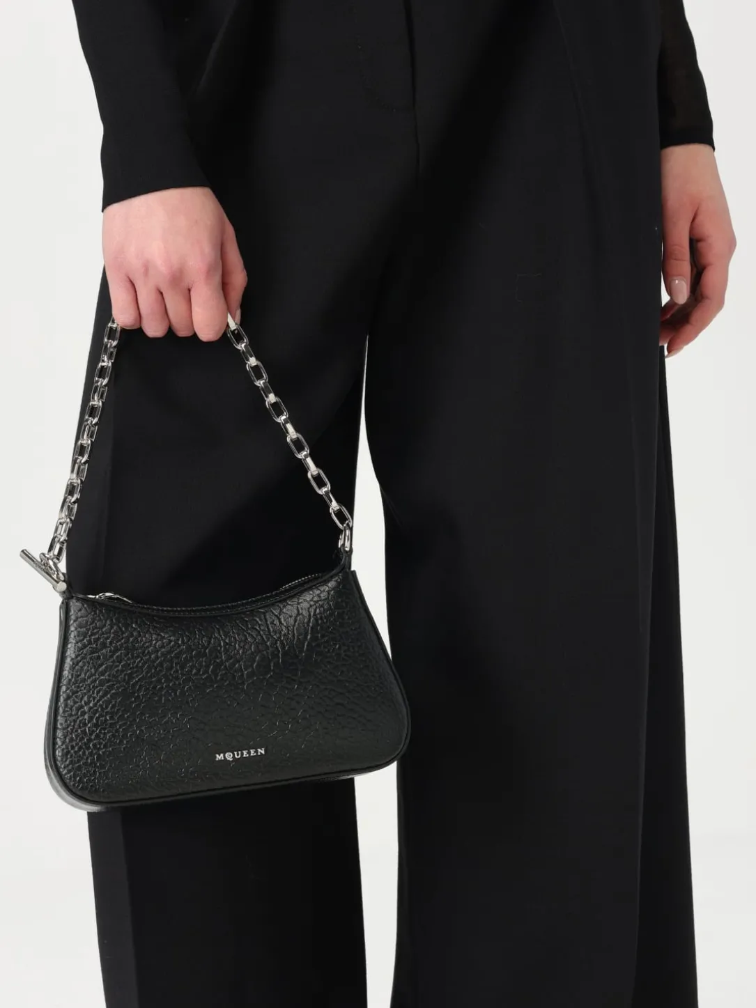 Borsa McQueen in pelle a grana