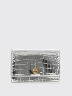 Borsa McQueen in pelle laminata stampa cocco