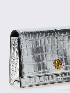 Borsa McQueen in pelle laminata stampa cocco