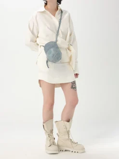 Borsa Midi Cap JW Anderson in pelle stampa denim