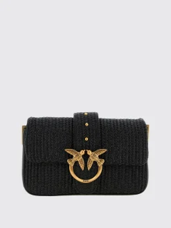 Borsa Mini Love Bag Slouchy in rafia con doppia tracolla