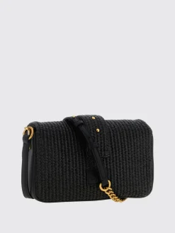 Borsa Mini Love Bag Slouchy in rafia con doppia tracolla