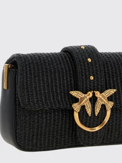 Borsa Mini Love Bag Slouchy in rafia con doppia tracolla