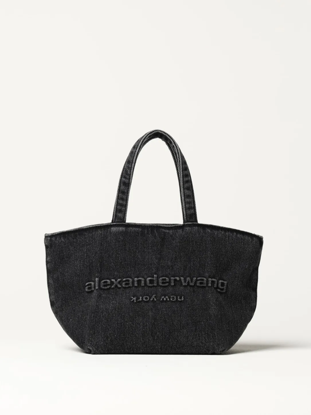 Borsa Mini Punch Alexander Wang in denim con logo