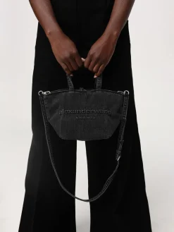 Borsa Mini Punch Alexander Wang in denim con logo