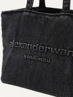 Borsa Mini Punch Alexander Wang in denim con logo