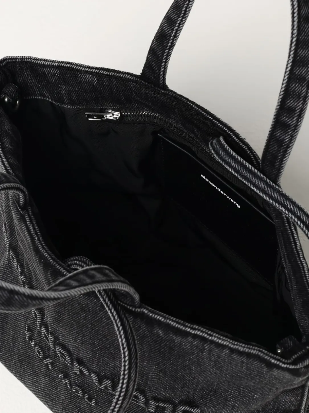 Borsa Mini Punch Alexander Wang in denim con logo