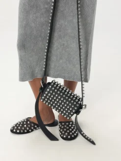 Borsa Mini Ricco Alexander Wang in pelle a grana con borchie all over