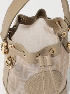 Borsa Mon Tresor Fendi in pelle e nylon a rete con monogram FF
