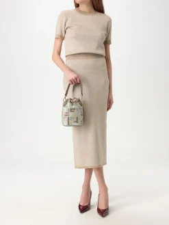 Borsa Mon Tresor Fendi in canvas e pelle con monogram FF jacquard