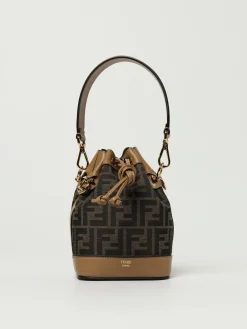 Borsa Mon Tresor Fendi in misto cotone e pelle con monogram FF embossed