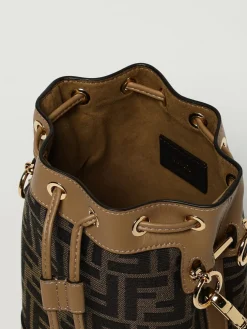 Borsa Mon Tresor Fendi in misto cotone e pelle con monogram FF embossed