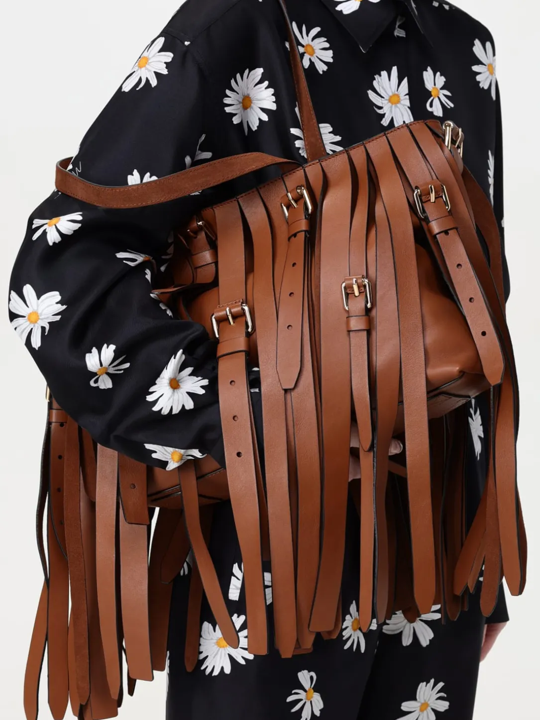 Borsa Multibelts Moschino Couture in pelle con frange e fibbie