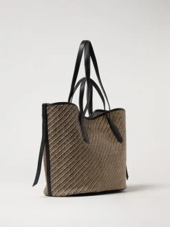 Borsa Never Without Coccinelle in rafia e pelle