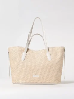 Borsa Never Without Coccinelle in rafia e pelle