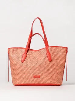 Borsa Never Without Coccinelle in rafia e pelle