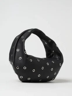 Borsa Olivia Khaite in pelle a grana con occhielli metallici