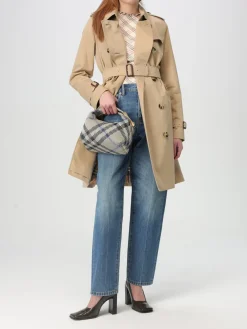 Borsa Peg Check Mini Burberry in nylon jacquard