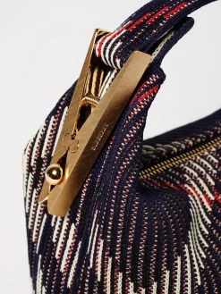 Borsa Peg Mini Burberry in misto cotone con check jacquard