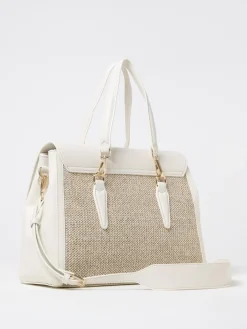 Borsa Quiny Medium Secret Pon-Pon in pelle sintetica e rafia