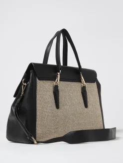 Borsa Quiny Secret Pon-Pon in rafia e pelle sintetica