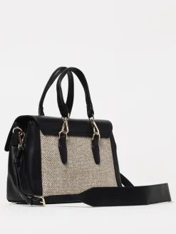 Borsa Quiny Secret Pon-Pon in nappa sintetica e rafia