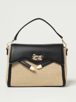 Borsa Quira Raffia Small Secret Pon-Pon in rafia