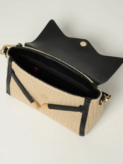 Borsa Quira Raffia Small Secret Pon-Pon in rafia