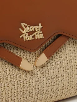 Borsa Quira Raffia Small Secret Pon-Pon in rafia