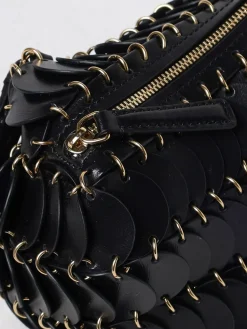 Borsa Rabanne in pelle con ricamata con anelli metallici