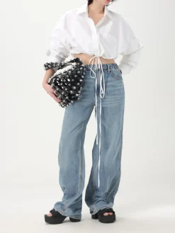 Borsa Rex Alexander Wang in pelle traforata con borchie all over