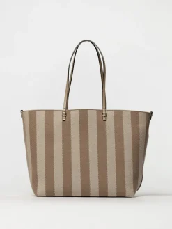 Borsa Roll Large Fendi in denim di cotone con righe jacquard