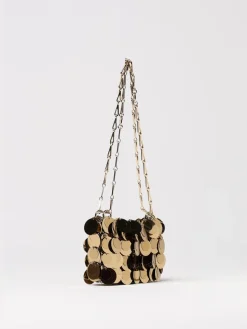 Borsa Sparkle Nano Rabanne in paillettes e maglia metallica