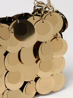 Borsa Sparkle Nano Rabanne in paillettes e maglia metallica