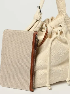 Borsa T Monogram Oversize Tory Burch in spugna di cotone