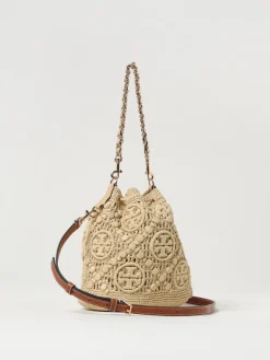 Borsa T Monogram Tory Burch in rafia crochet